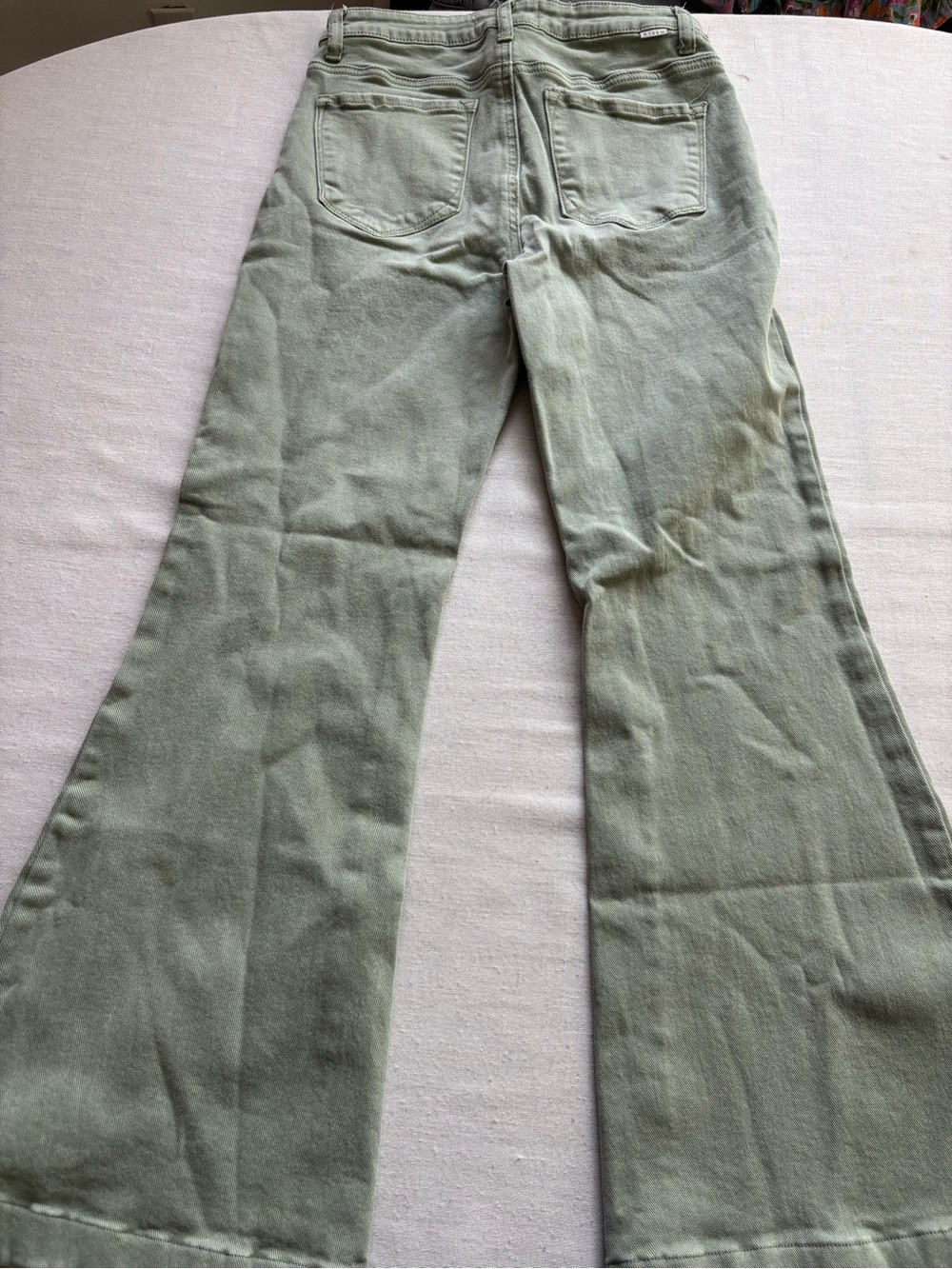 Risen High Rise Patch Pocket Bell Bottom Jeans Green Size 30 Style RDP5358 - Picture 8 of 13